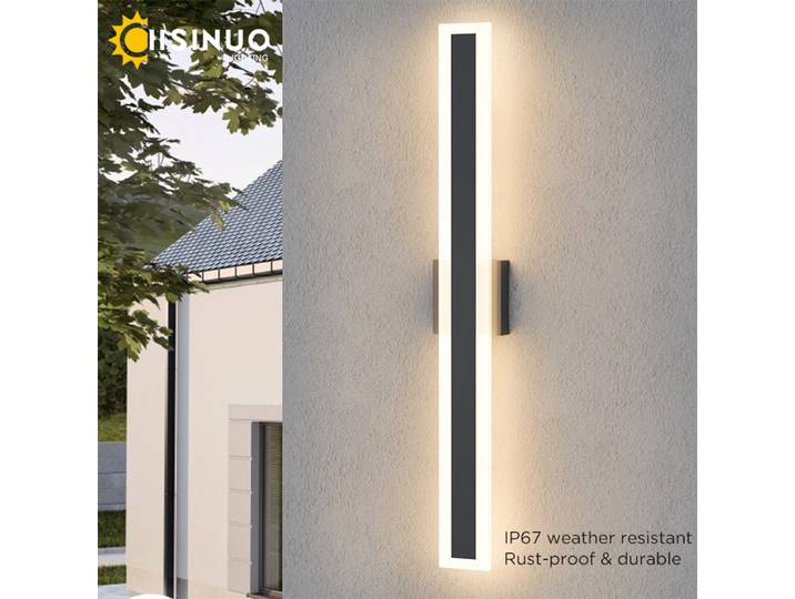 Applique d'extérieur en acier inoxydable, imperméable, résistante à la rouille, luminaire noir à longue bande pour balcon de jardin