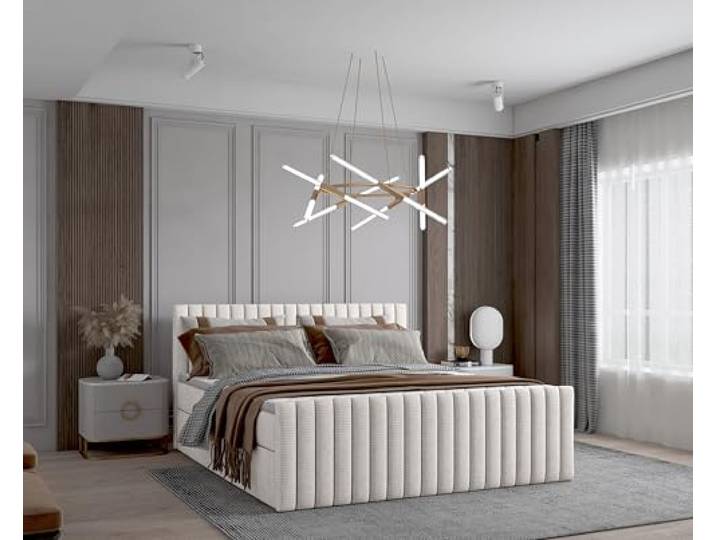Imebel Boxspringbett 160x200 cm, Bett mit Matratze H3 und Stauraum, Polsterbett mit Bettkasten, Boxbett 160x200 Komplett, Doppelbett mit Bonell-Matratze, Bett für Schlafzimmer VIVO