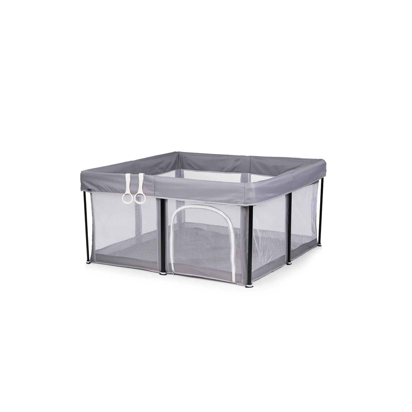 Chipolino Laufstall Vibe 120 x 120 cm klappbar Reißverschluss Eingang Belüftung grau