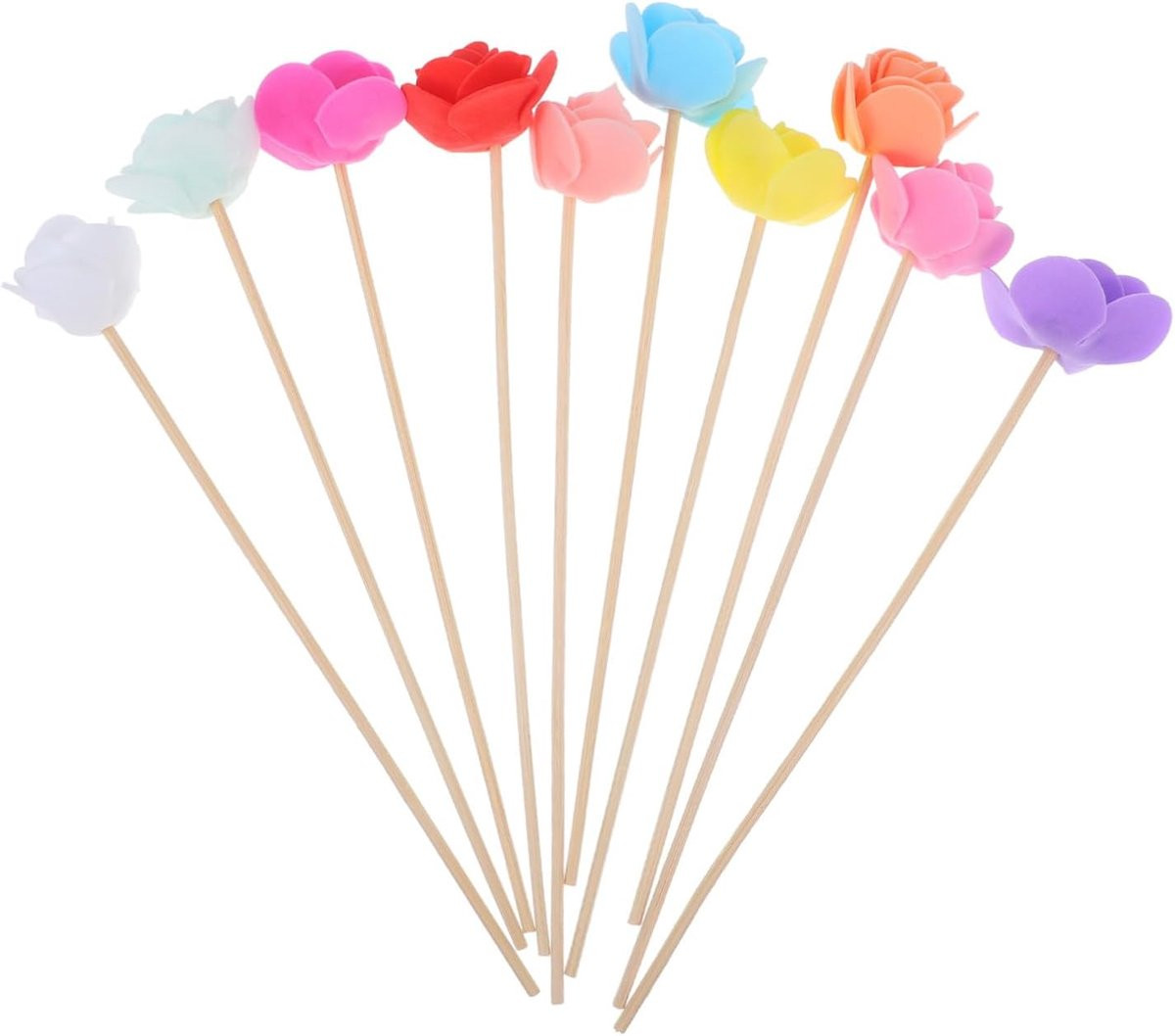 Multicolor Houten Diffuser Stokjes met Bloemontwerp - Rotan Aroma Stokjes - 20.5 cm