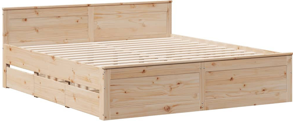 ClassicLiving Heinle Solid Wood Drawers Bed Frame Brown Super King (6')