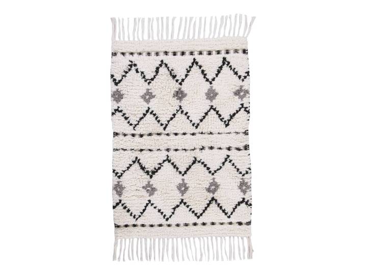 Tapis de bain Ethno ZigZag 70 x 160cm Blanc