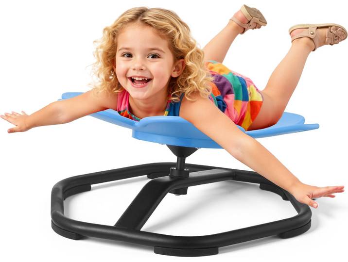 Chaise tournante sensorielle pour enfants VEVOR Chaise tournante sensorielle en forme de fleur\, capacité de charge 100 kg\, jouet sensoriel avec pied métallique antidérapant\, pour stimuler la coordination équilibre concentration\, bleu