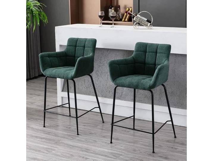 Wahson Tabouret de Bar Lot de 2 Chaise Bar Haute en Tissu Tabourets Hauts pour Bar-Cuisine (Vert)