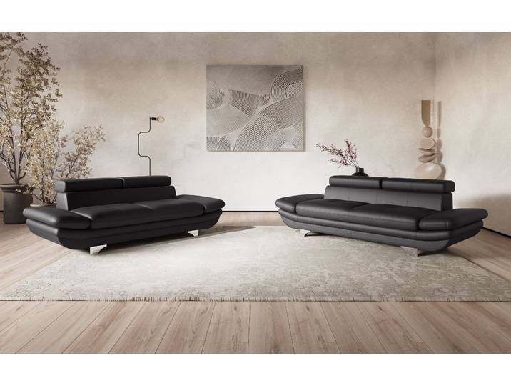 2-Sitzer COTTA Enterprise , grau, B:218cm H:91cm T:104cm, Softlux-Kunstleder;Luxus-Kunstleder, Sofas, 2-Sitzer, Big-Sofa, mit Armteilverstellung & Kopfteilverstellung