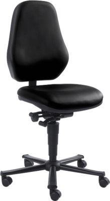 Labordrehstuhl LEANOS 9138, mit Rollen, Kunstleder, Stamskin Top schwarz