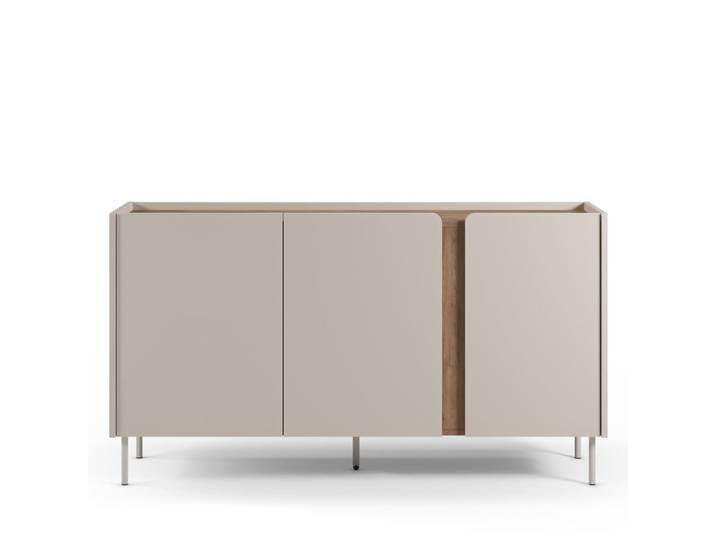 Buffet 3 portes en bois et métal l150cm - beige