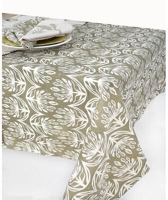 "French Home Botanical 59"" x 78"" Tablecloth - Sage"
