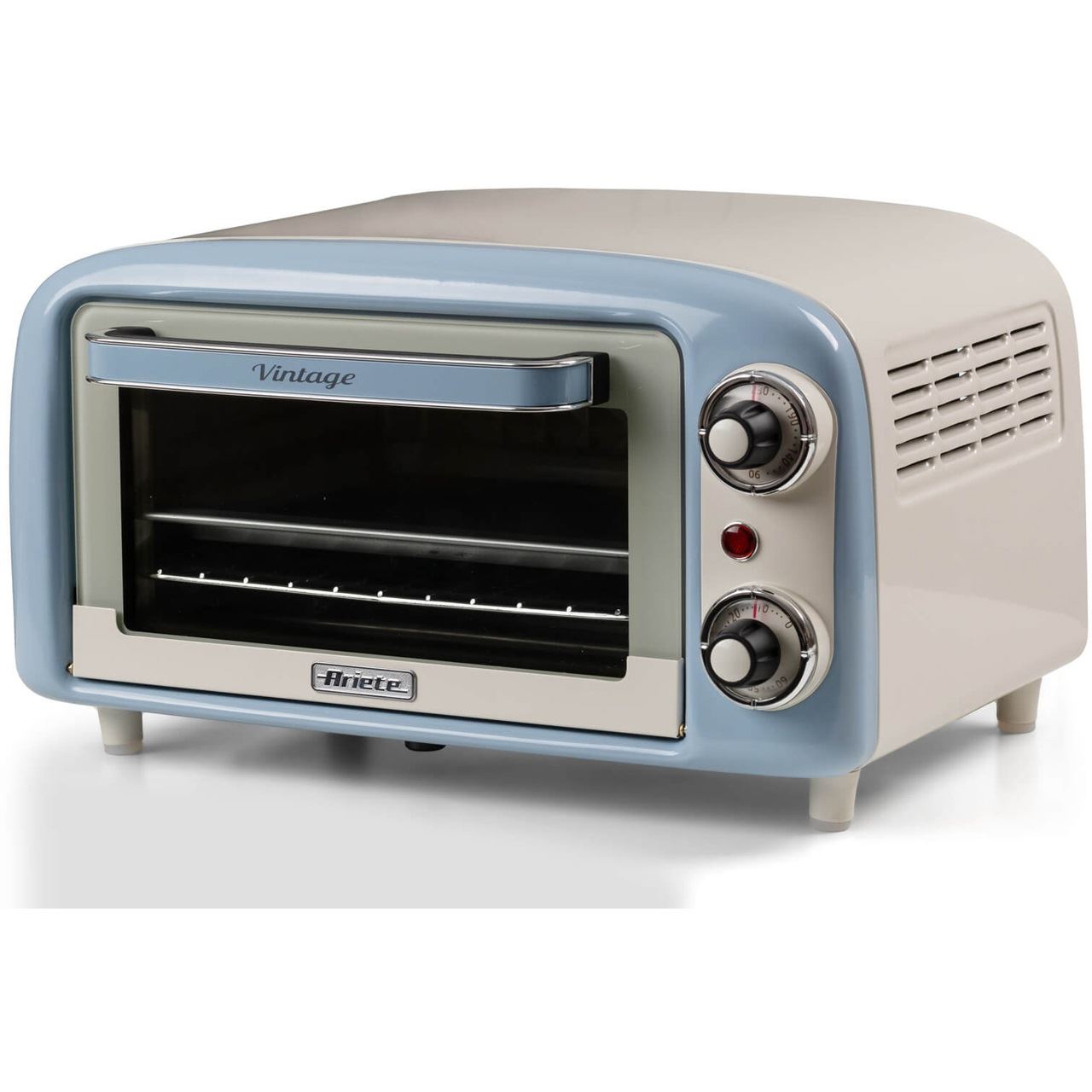 Ariete Mini-Backofen Vintage Blue (weiß/hellblau, 800 Watt, 10 Liter)