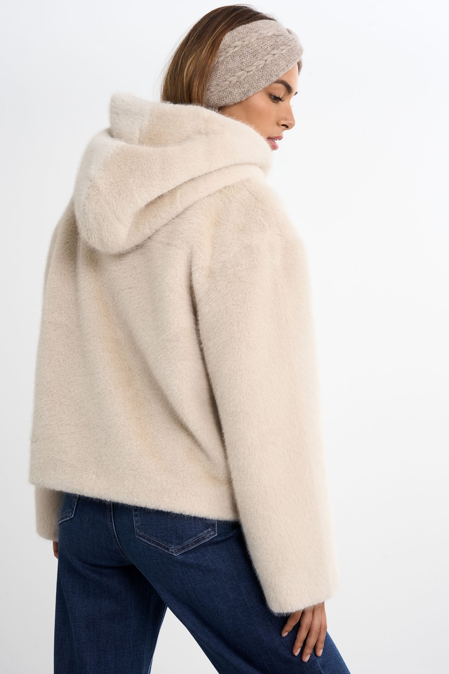 FAMME - Faux Fur Jacket - Beige / S