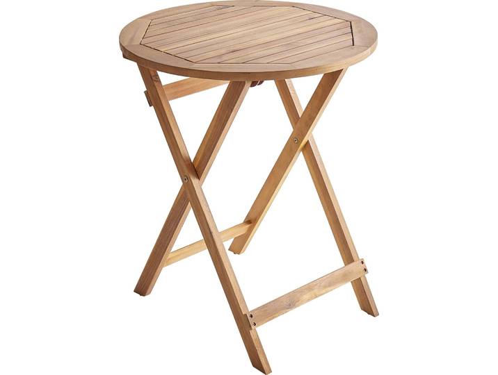 BELIANI Gartentisch Braun aus Akazienholz Klappbar Klein Rund ø 60 cm Klassisch Traditionell Bistrotisch Balkontisch Gartenmöbel Outdoor