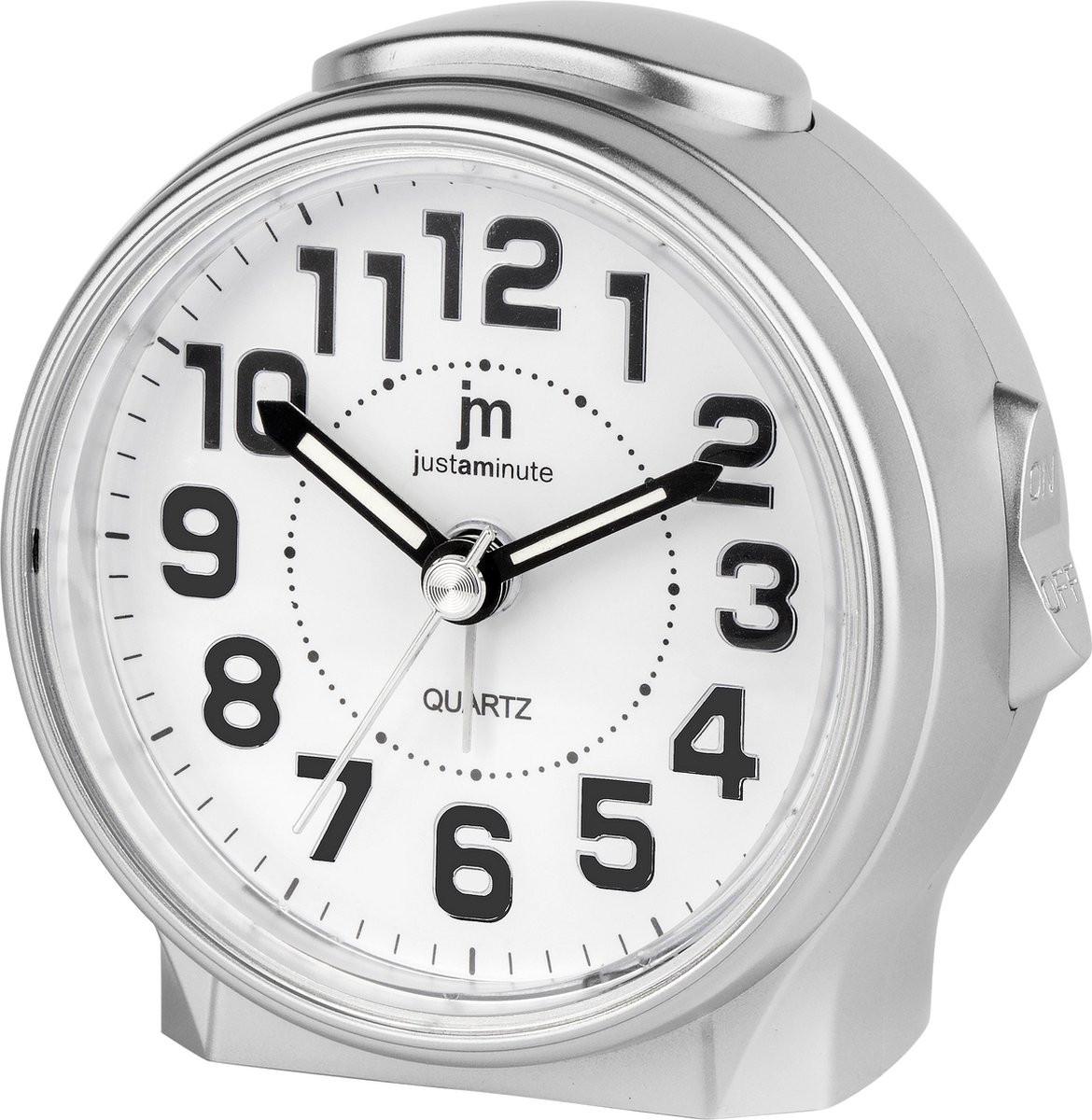 Just a Minute Wekker Zilver Geluidloos Uurwerk