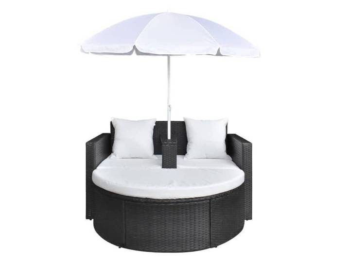 Magnifique Lit de jardin avec parasol - KEETHE - décor Transat de jardin - Noir Résine tressée 3277864
