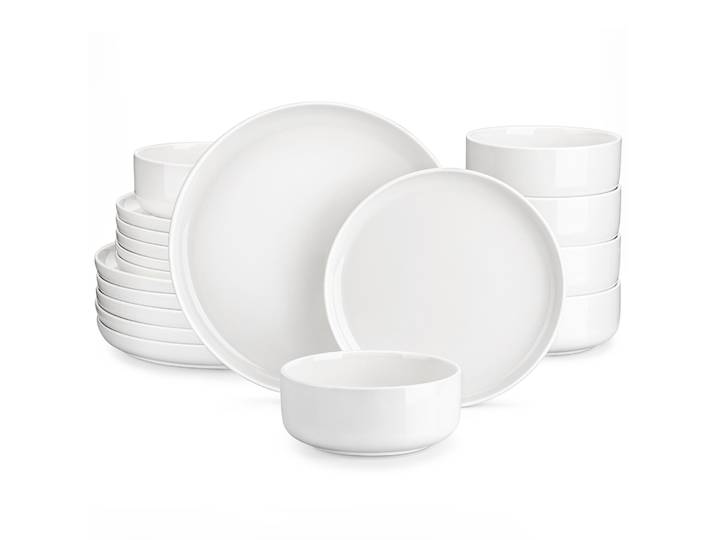 Service de table en céramique et porcelaine MALACASA Luna Series, 18 pièces, comprenant 6 assiettes à dîner/dessert et un bol