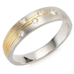 PLATINITY Ring 5 Brillanten zus. ca. 0,08ct Platin 950, bicolor