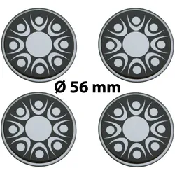 4 x Ø 56 mm Polymere Aufkleber / Stern-Optik / Nabenkappen, Felgendeckel