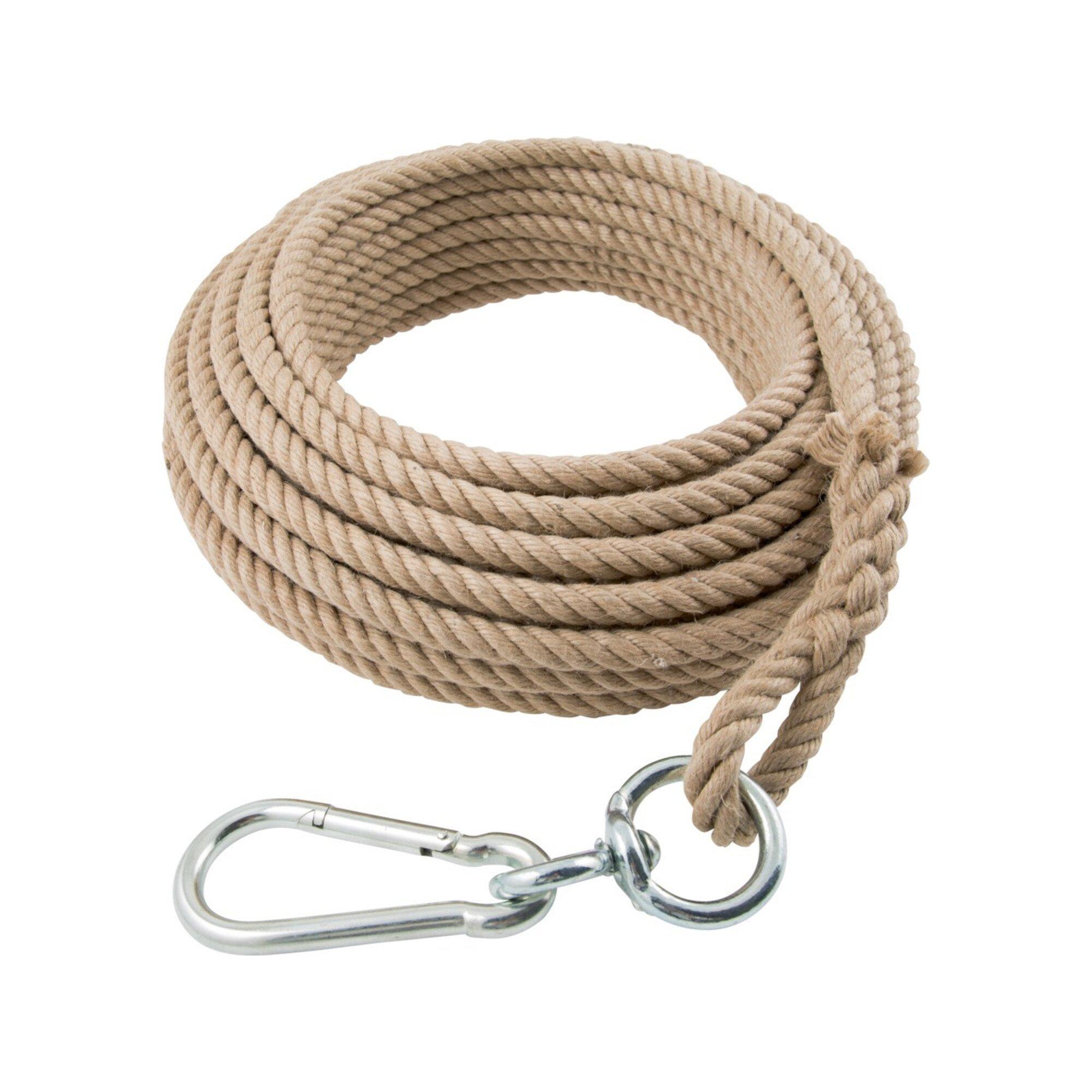 Hanfseil 16 mm, 10 m lang Schlaufe Karabiner Wirbel ; Braun (71516-10-SCH/W/EAN)