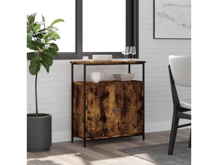 HEFZGDB Klassisches Sideboard mit Stauraum aus Holzwerkstoff in Räuchereiche, Sideboard mit Wandhalterung für Stabilität und feuchtigkeitsbeständiger Oberfläche, verstellbare Füße