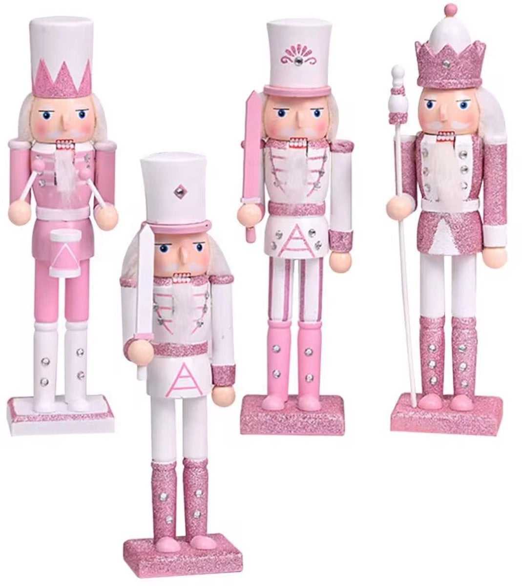 Set van 4 roze notenkrakers van 30 cm