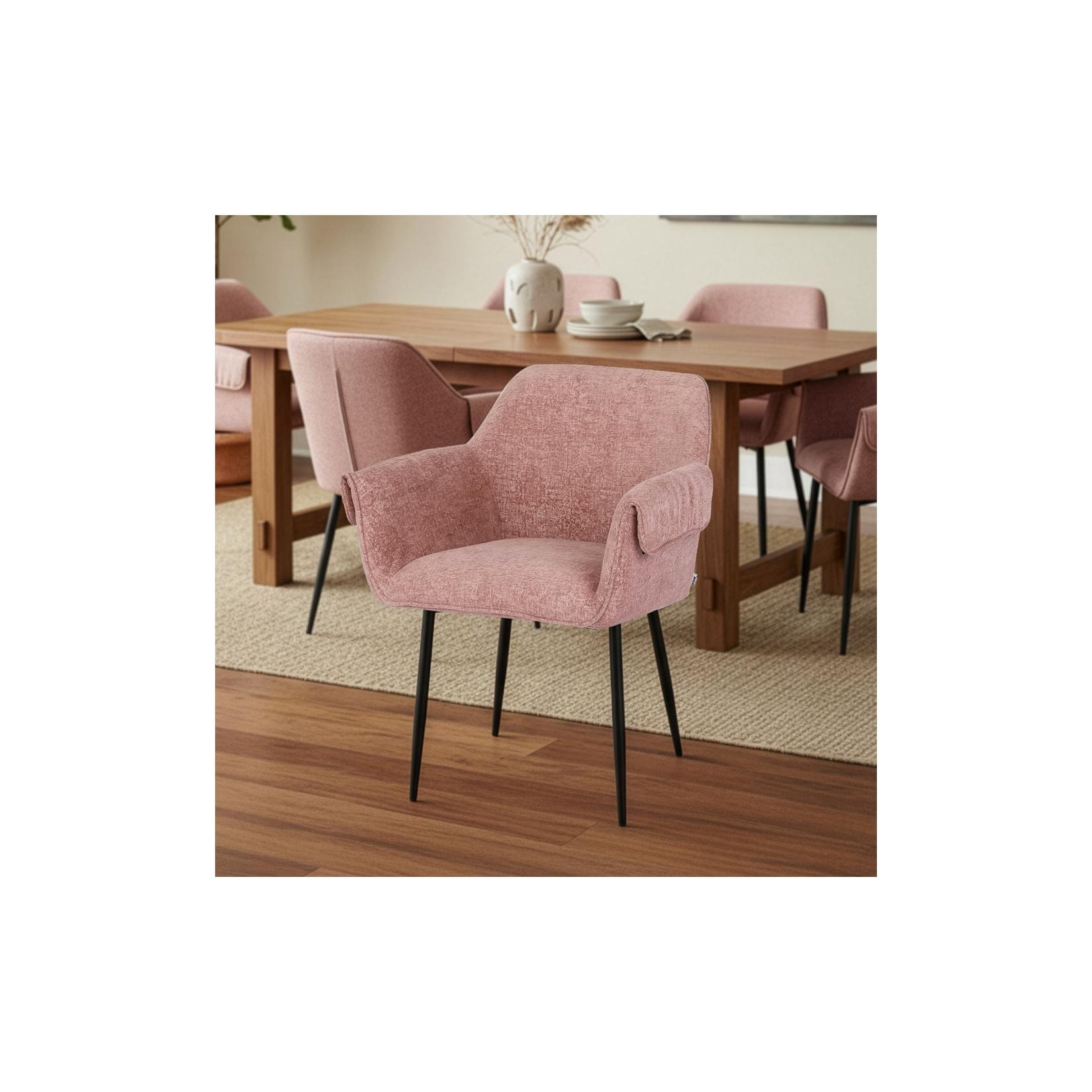 HOME DELUXE Esszimmerstuhl chenille CHENO - 8er Set Rosa