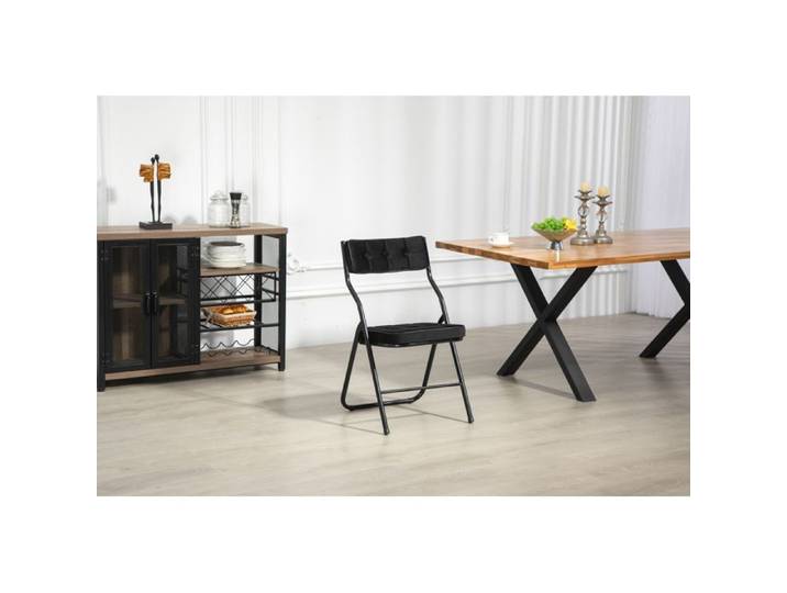 WUVRIE Lot de 2 chaises pliantes noires rembourrées structure en acier livrées montées