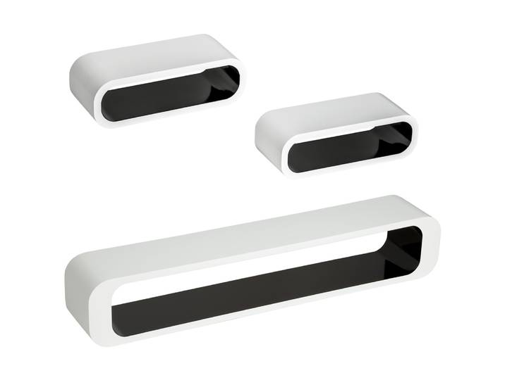 Lot de 3 étagères murales design noir/blanc - noir/blanc