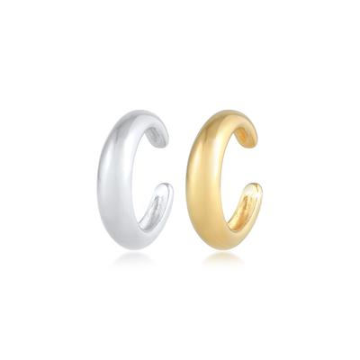 Schmuckset ELLI "Ohrringe Earcuff Set Bi-Color Rund Gewölbt 925 Silber" Gr. 14, bunt, Ohrringe, Damen, 14, Schmuckset