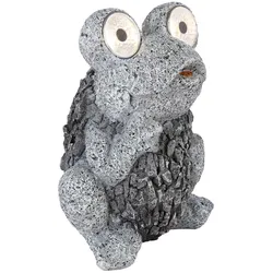 LED Solar Außen Steh Leuchte Frosch Figur grau Terrassen Beleuchtung Garten Deko