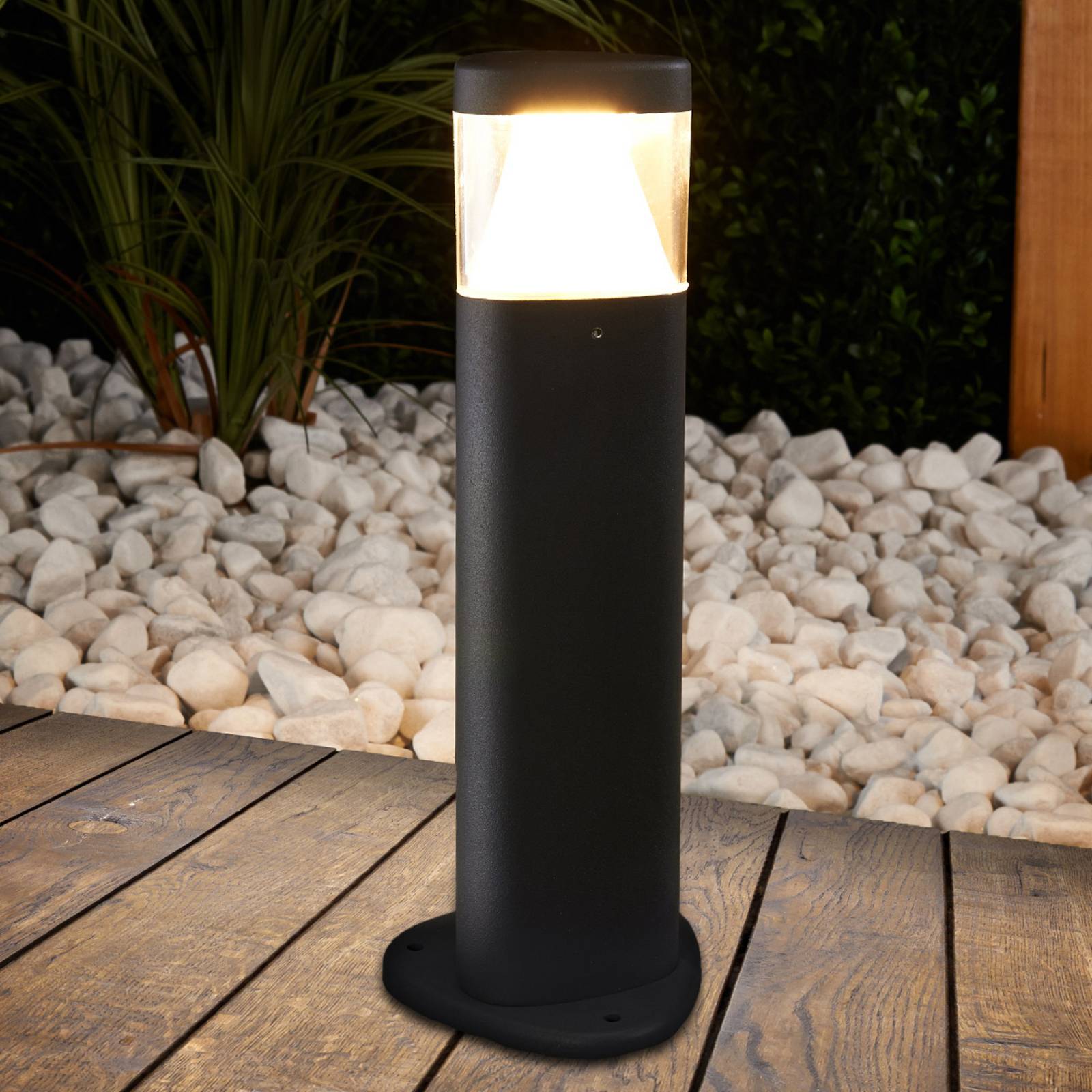 LED Pillar Light MILOU Lucande, Black, Aluminium, Modern, Outdoor lights
