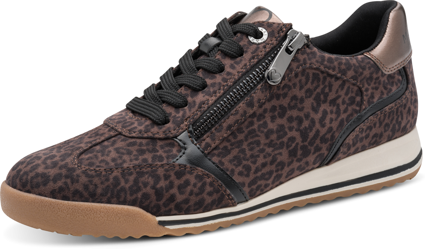 Keilsneaker MARCO TOZZI, Damen, Gr. 40, Textil, grau (leo, taupe), Lederimitat, Textil, Schuhe Keilsneaker, Freizeitschuh, Schnürschuh mit angesagtem Animal-Prints