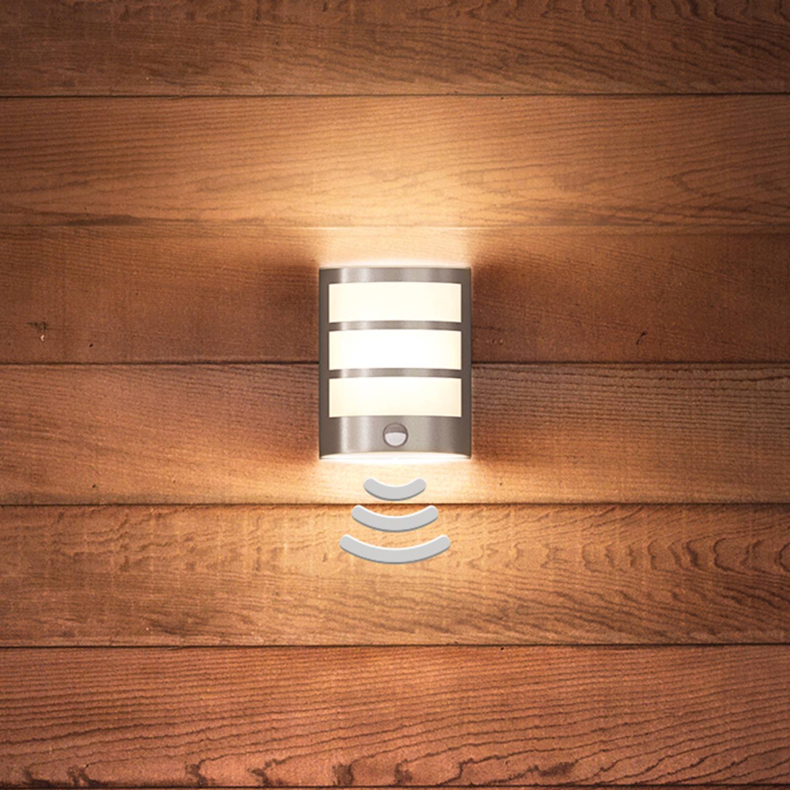 Philips Python LED sensor outdoor wall lamp stainless steel, Alu / grey / zinc, Stainless steel, Modern, Outdoor Wall Light