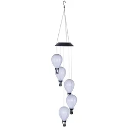 Haushalt International LED Solar Windspiel mit 5 warmweissen  flackernden Ballons 70484
