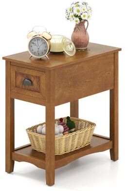 Costway Contemporary Chair Side End Table Compact Table with Drawer Nightstand-Yellow