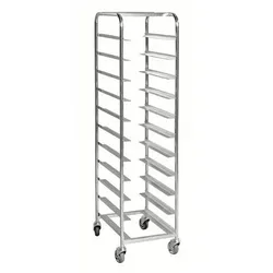 Kistenwagen KM für 11 Eurokästen, verzinkt, LxBxH 460 x 590 x 1880 mm, 4 Lenkrollen PU, Stopp