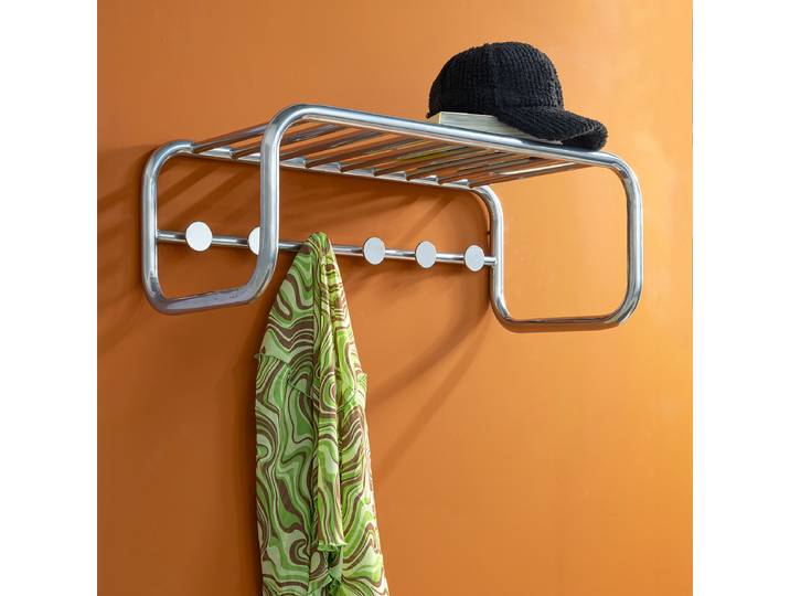 Porte-manteaux mural Retro 72 x 25 x 35cm Argenté/Chrome