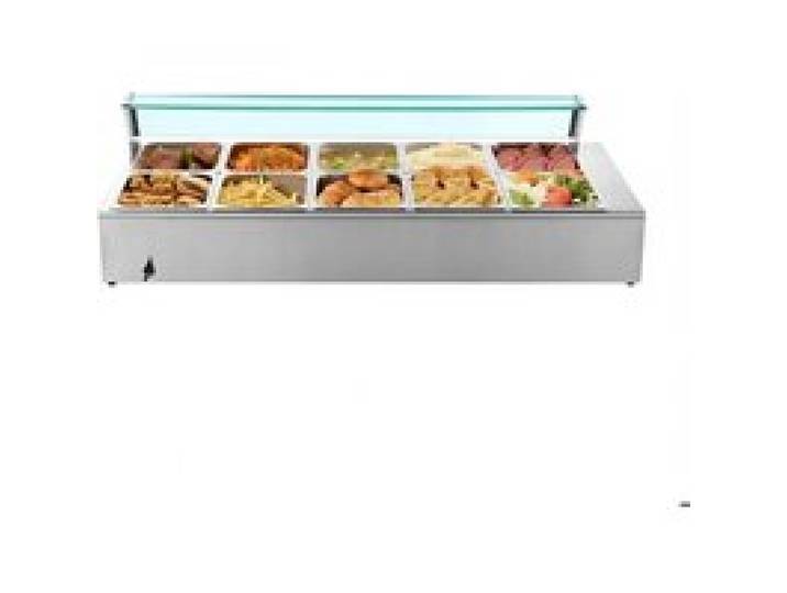 Vidange facile chauffe-plat électrique bain-marie inox 1700 W avec 10 bacs 1/2 pour buffet libre-service