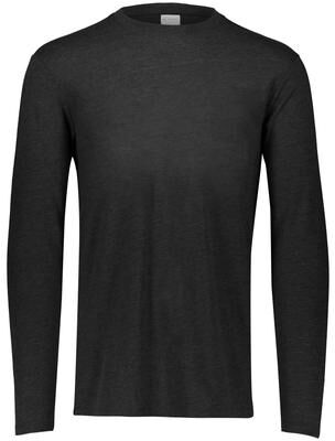 Augusta Sportswear 3075 Tri-Blend Long Sleeve Top in Black Heather size 3XL   Triblend