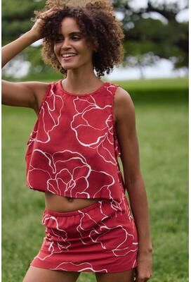 O'Neill s Athena Floral Top in Lifeguard Red, Size XS, Linen/Viscose