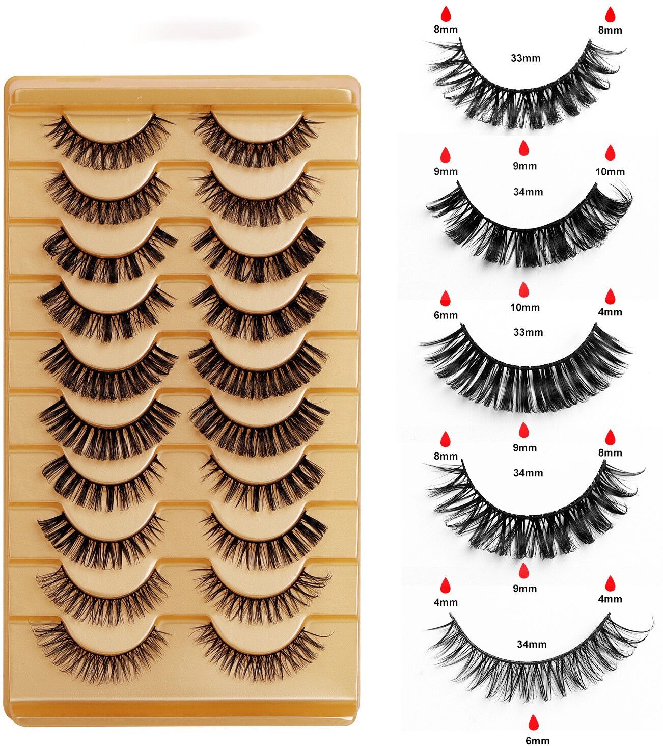 INF 5D Voluminöse, flauschige falsche Wimpern - 10 Paare wiederverwendbare synthetische Wimpern für einen dramatischen Look