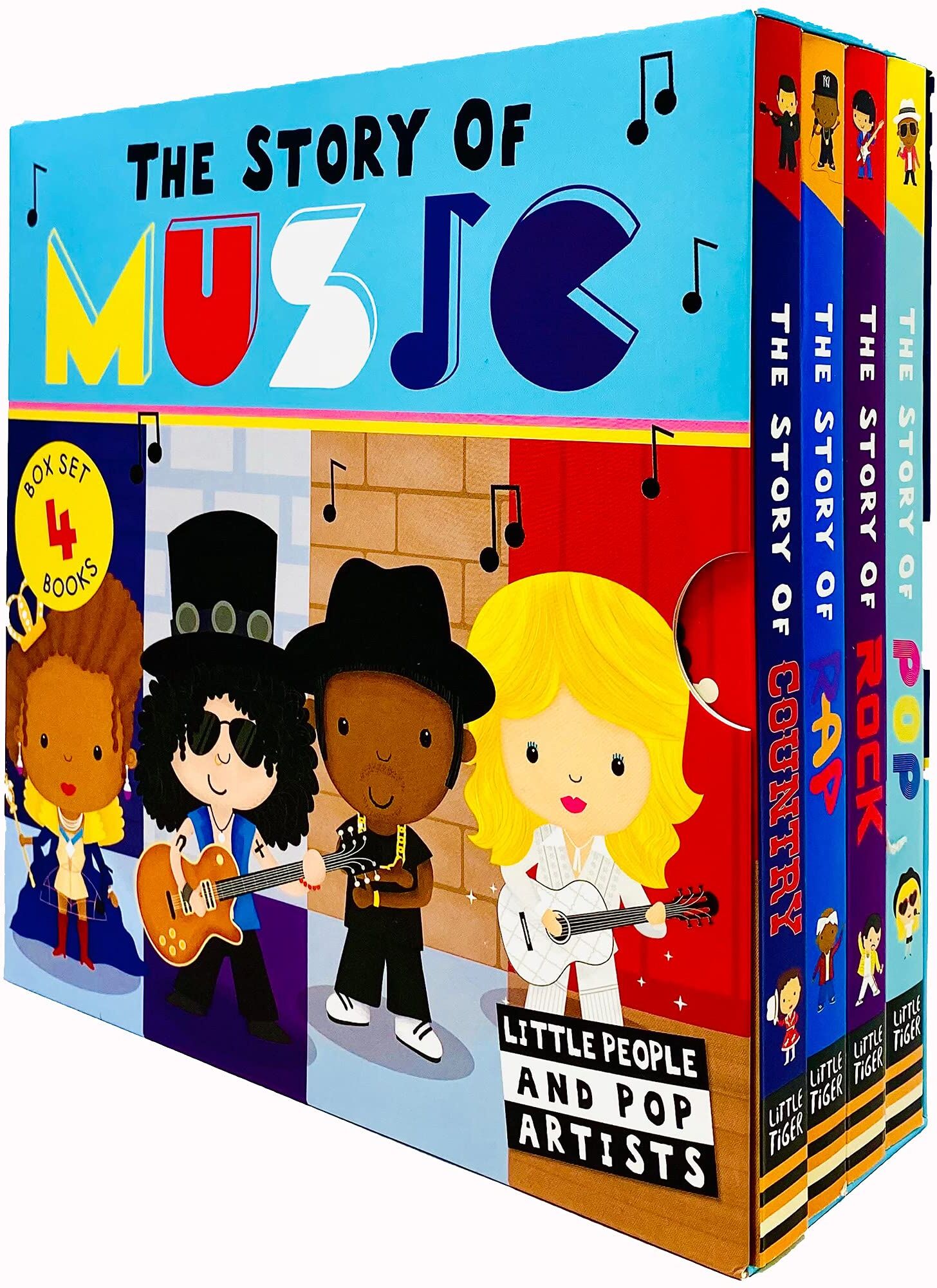 The Story of Music 4 Books Collection Set by Lindsey Sagar - Rock, Pop, Rap, Country - Ages 0-5 - Board Book - Little Tiger