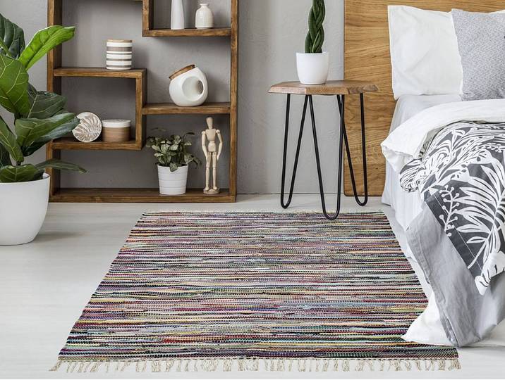 Wollteppich Multi Multicolor 200 x 300cm Baumwollstoff