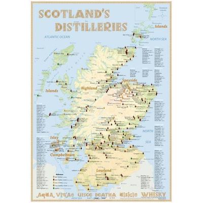 Whisky Distilleries Scotland - Poster 42x60cm Standard Edition, Karte von Rüdiger Jörg Hirst, Alba-Collection Verlag, 978-3-944148-16-8