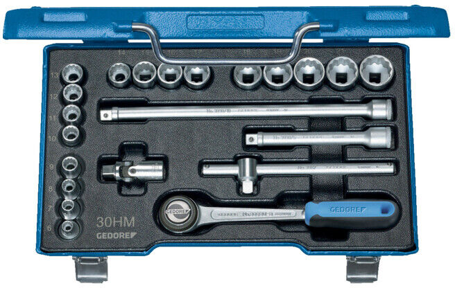 Jeu de clés à douille Gedore 3/8'' 22 pièces, profil UD 6-22 mm (D 30 HMU-3) (6240470)