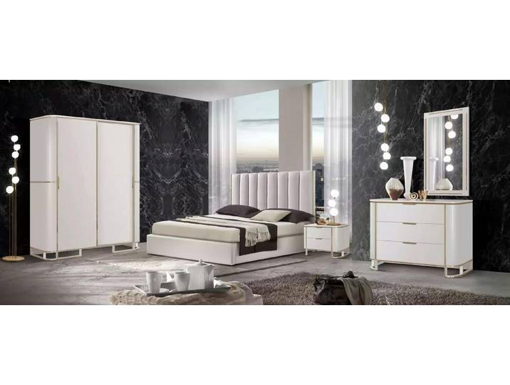 Xlmoebel Schlafzimmer-Set Luxuriöses Schlafzimmer-Set in modernem Design mit Holzkommode, (6-tlg., Schlafzimmer-Set), Hergestellt in Europa