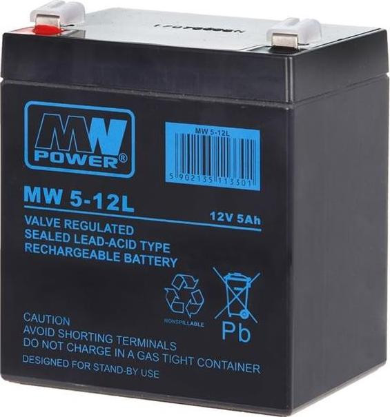 MW Power MW 5-12L loodaccu VRLA 12V 5 Ah zwart