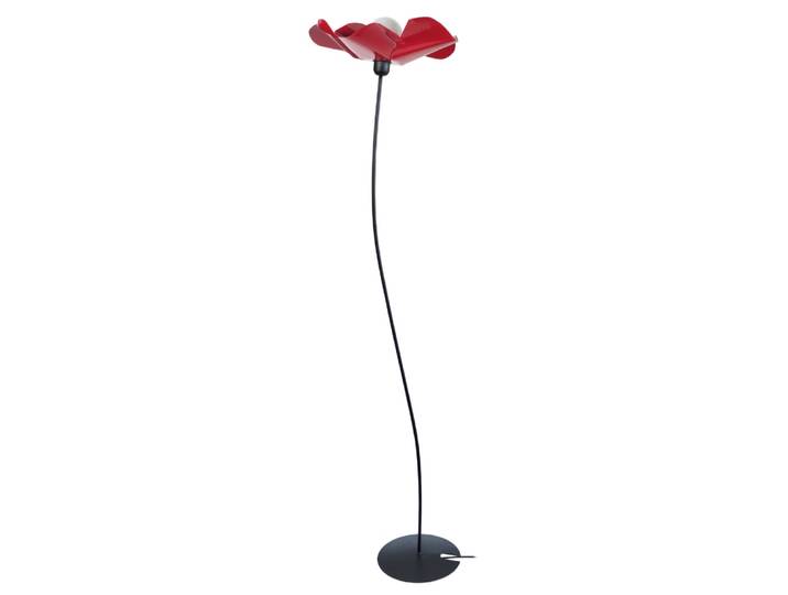 Lampadaire métal noir abat-jour rouge