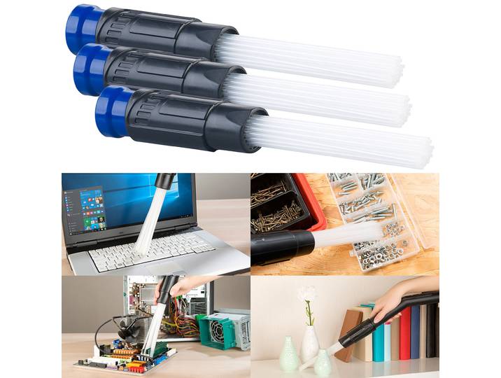 3er-Set Universal-Staubsauger-Aufsätze mit 30 flexiblen Saug-Röhrchen