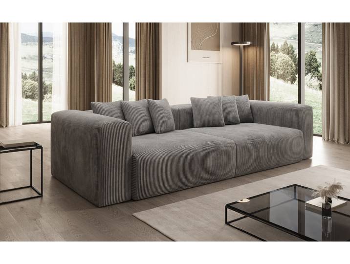 Designer Sofa Tully 3 Sitzer in Cord - Hellgrau - Cord - Luxusbetten24