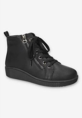 Women's Hollyann Slip-Resistant Ankle Boot by Easy Works in Black Burnished (Size 11 XW)