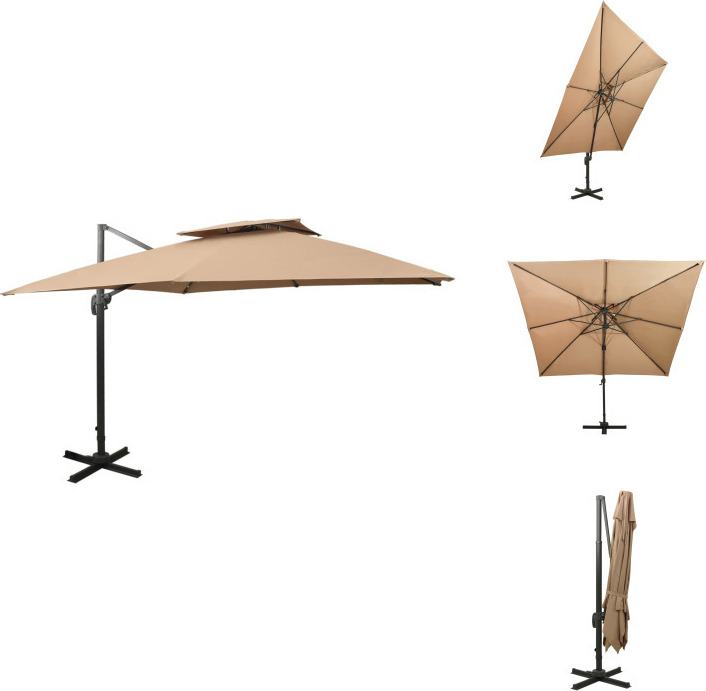 vidaXL Ampelschirm mit Lüftung 300x300 cm Taupe - Sonnenschirme & Sonnenschutze
